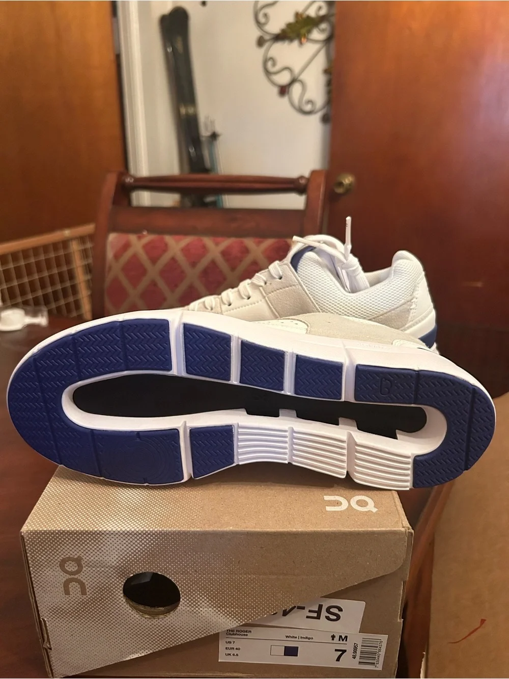 On Cloud Men's Sneakers in White with Indigo Accents